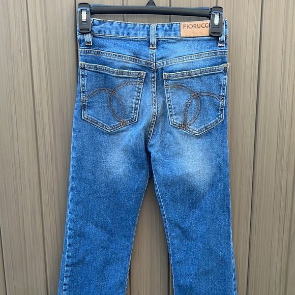 Fiorucci High Rise  Medium Wash Whiskering & Fading Slightly Flare Jeans sz 24 - Picture 8 of 16